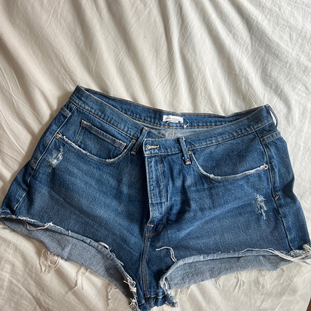 Good American Denim Blue Women's cutoff Shorts 15 XL